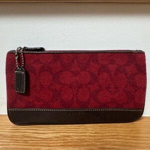 Vintage Coach Red Wool and Leather Skinny Case Rare